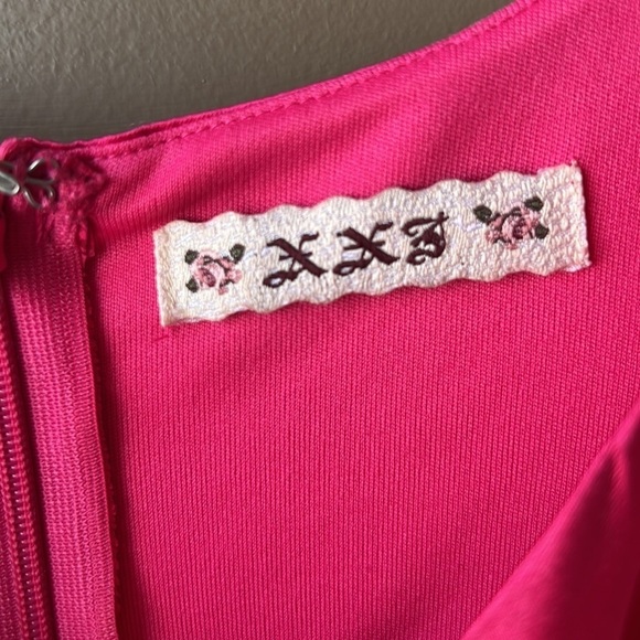 HOT PINK Black Bow Appliqué Mini Dress Size XXS - Picture 3 of 13